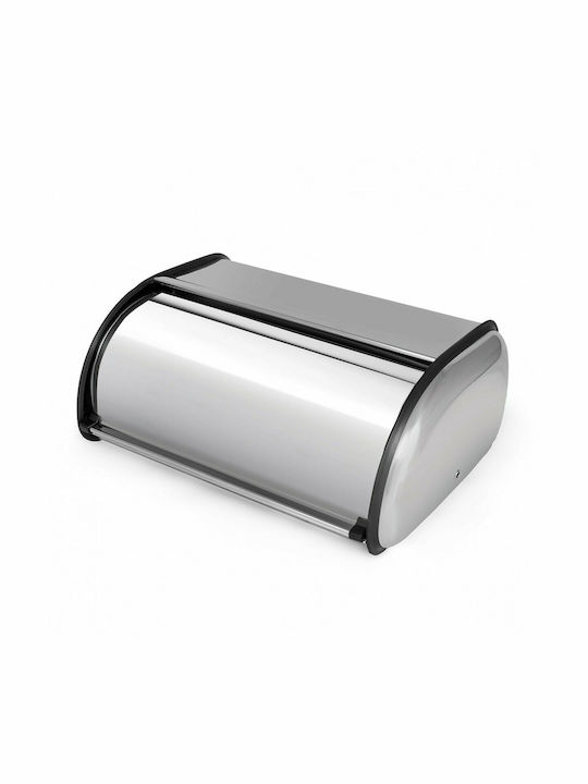 Muhler Bread Box with Lid Inox Silver 44x27x18cm