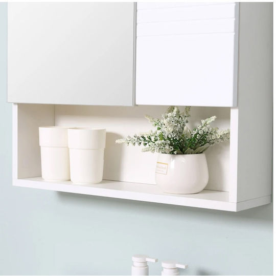 Kleankin 834-369 Square Bathroom Mirror made of MDF with Shelf & Cabinet 54x55cm White