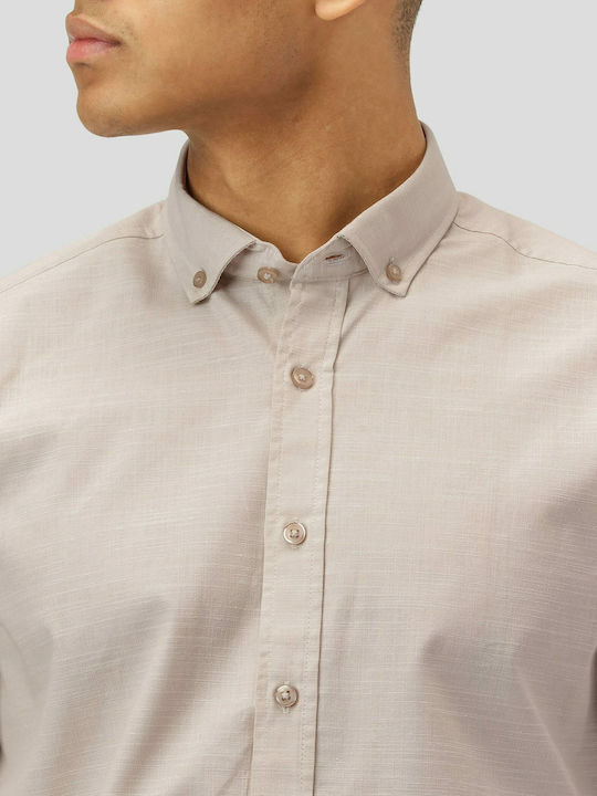 Langärmlig Leinen Hemd Bubbly Beige