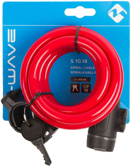 M-Wave S 10.18 233863 Bicycle Cable Lock with Key Red