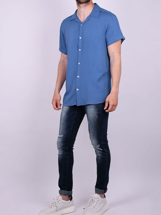 Shirt Short Sleeve Solid Blue