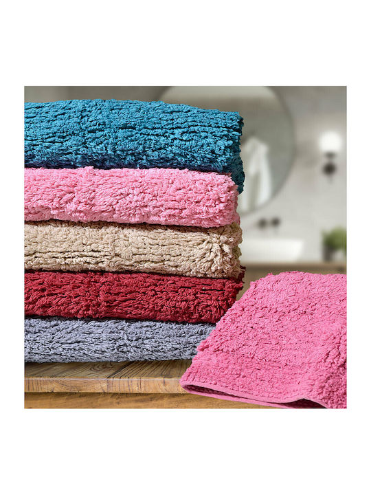 Lino Home Bath Mat Cotton Oval Redondo 2500000600 Fuchsia 60x90cm