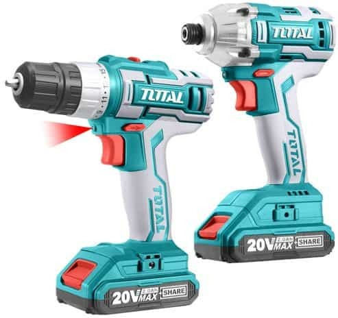 Total Set Circular Saw & Drill Driver & Impact Screwdriver & Jigsaw Brushless 20V with 2 Batteries 4Ah and Case