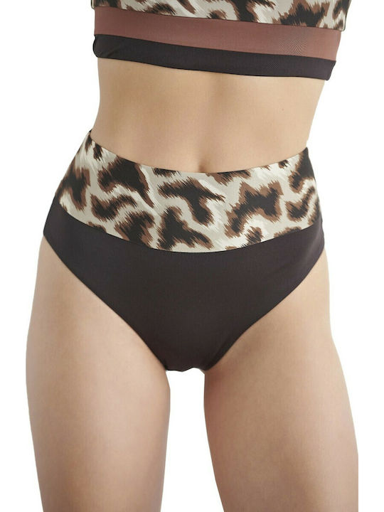 Bikini Slip Hohe Taille Braun