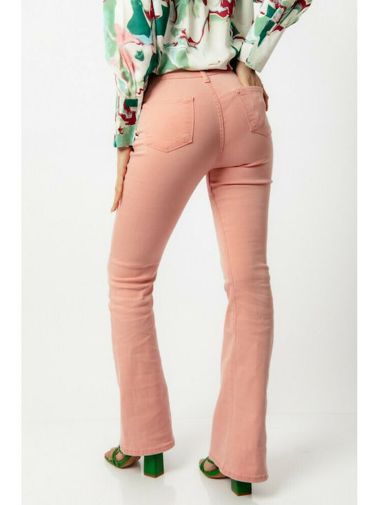 Freestyle High Waist Women's Jean Trousers Flared Pink