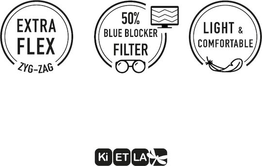 KiETLA CraZyg-Zag Screen Rozz 6-9 Years Kids Acetate Blue Light Blocking Glasses Black