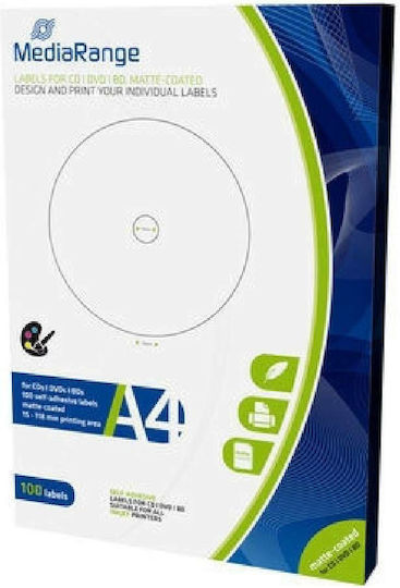 MediaRange 100 Self-Adhesive Round A4 Labels 210x297mm