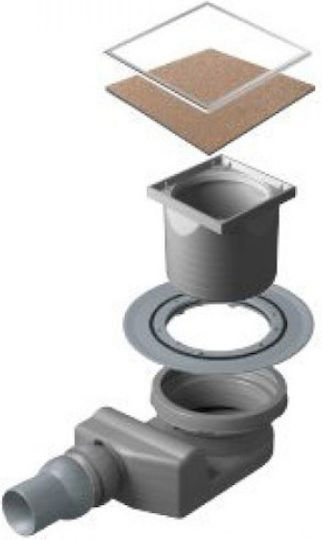 Karag Confluo Ceramic 2 Ανοξείδωτο Σιφώνι Δαπέδου με Έξοδο 50χιλ. και Μέγεθος 15x15εκ.