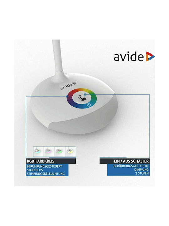 Avide ABLDLRGB-4W Rechargeable LED Office Lamp with Flexible Arm in White Color