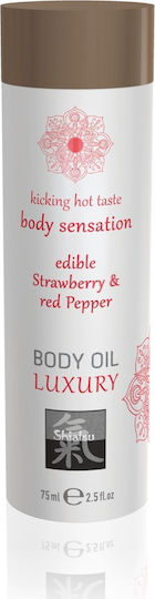 HOT Shiatsu Luxury Body Edible Massageöl mit Duft Erdbeere Rote Paprika 75ml