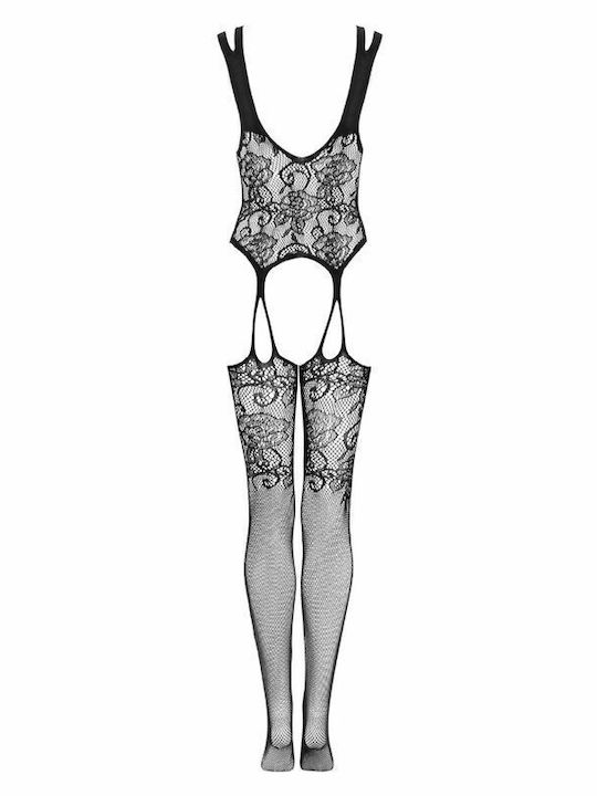 Obsessive F237 Цели Калсони с Отворен Чатал Bodystocking Черен