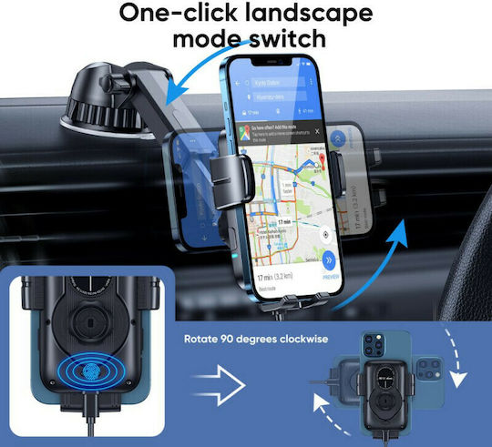 Joyroom JR-ZS242 Car Mobile Mount with Adjustable Hooks and Wireless Charging Black