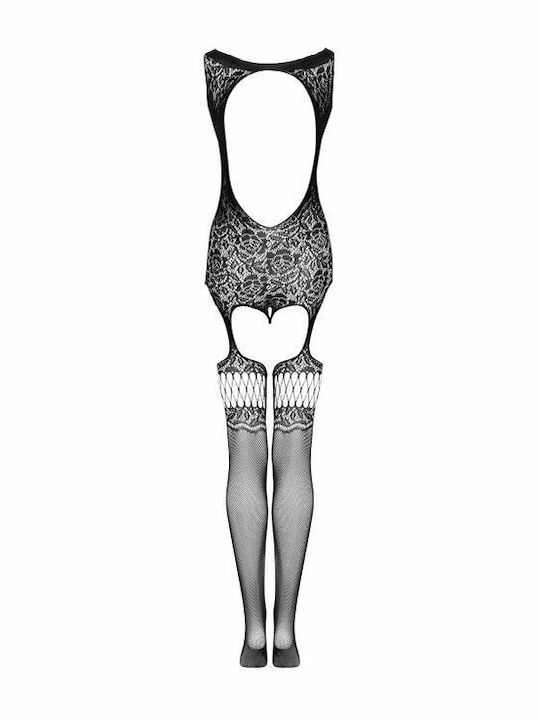 Obsessive F236 Цели Калсони Мрежест с Отворен Чатал Bodystocking Черен