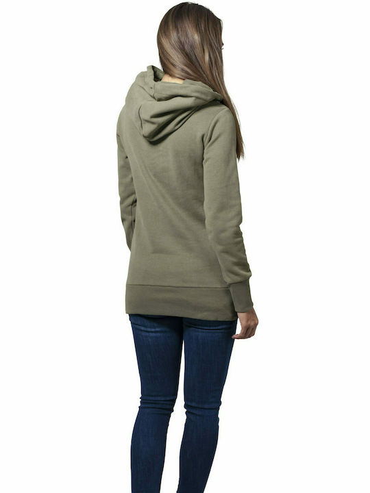 Urban Classics Women's Long Hooded Sweatshirt Khaki