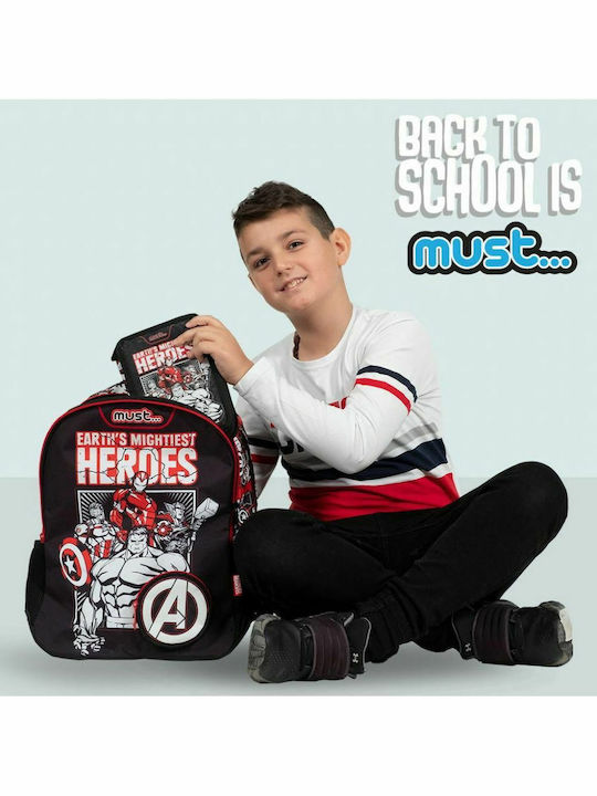 Must Team School Bag Backpack Elementary, Elementary Multicolour with Water Bottle Holder 25Liters