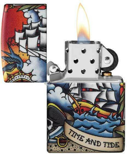 Zippo Nautical Tattoo Brichetă Flacără Multicoloră