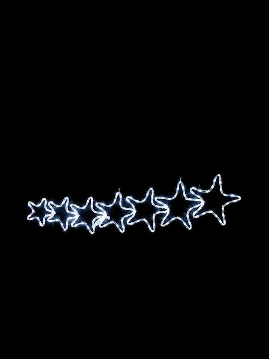 Aca Χριστουγεννιάτικα Διακοσμητικά Κρεμαστά Αστέρια Φωτιζόμενα Πλαστικά Λευκό 37x37x119εκ. 7τμχ
