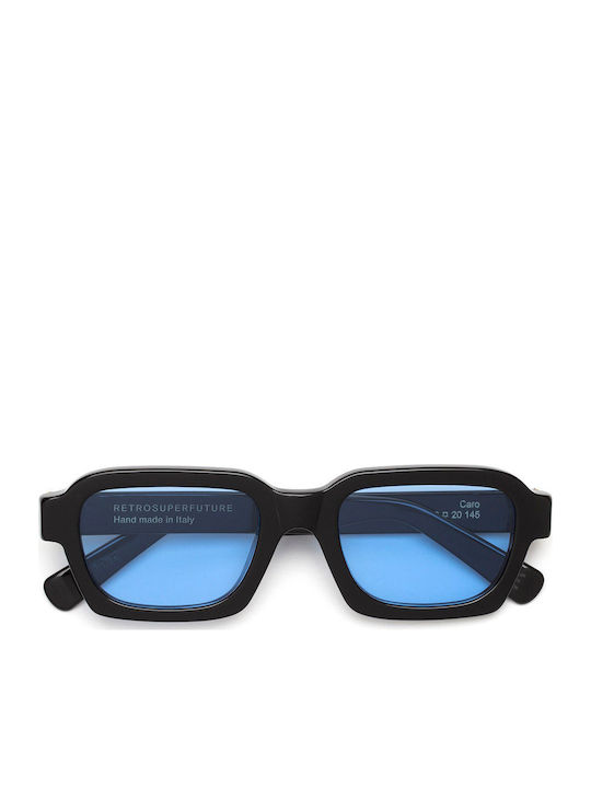 Retrosuperfuture Caro Unisex Sunglasses with Black Plastic Frame and Blue Lens Foe