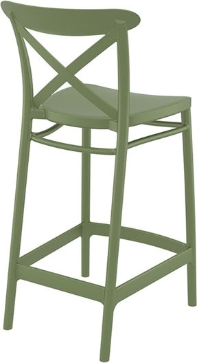 Hocker für Bar Für den Außenbereich aus Polypropylen Cross Bar 65 Olive Green 1Stück 50x45x96cm