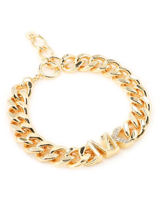 Michael Kors Damen Armband Kette aus Messing Vergoldet mit Zirkon