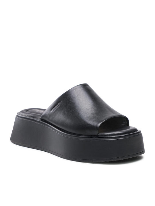 Courtney Δερμάτινα Γυναικεία Σανδάλια Flatforms Μαύρα