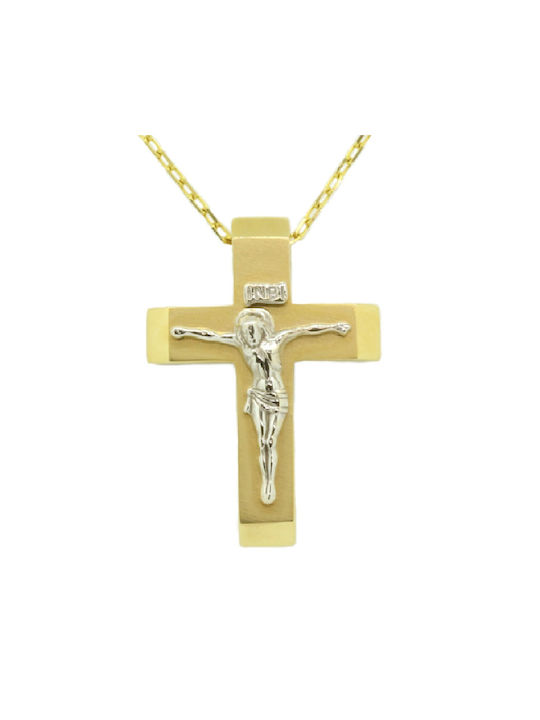 Fa Cad'oro Herren Gold Kreuz 14K mit dem Gekreuzigten mit Kette