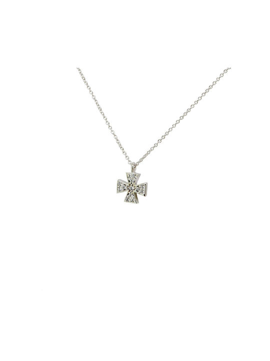 Fa Cad'oro Damen Weißgold Kreuz 14K mit Kette