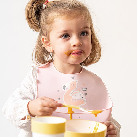 Saro Flamingo Wasserdicht Lätzchen Silikon mit Taste & Tasche Rosa für 6 m+