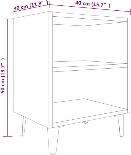 Комод Дървен с Метални Крака Опушен дъб 40x30x50см