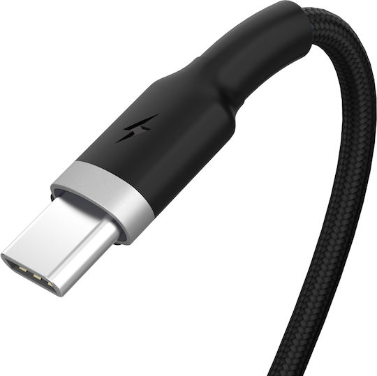 Powertech Metal Braided USB 2.0 Cable USB-C male - USB-A male 15W Black 1m (PTR-0096)