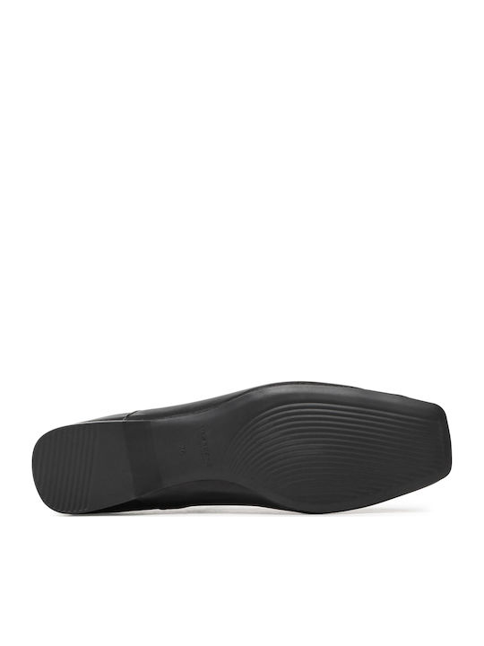 Leather Pointy Ballerinas Delia Black