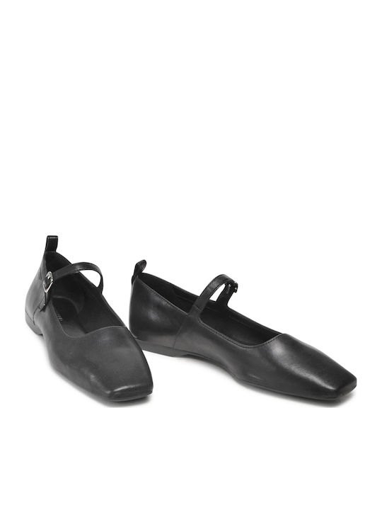 Leather Pointy Ballerinas Delia Black