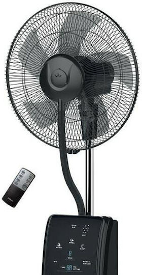 Primo PRMF-80413 Ανεμιστήρας Υδρονέφωσης 100W Διαμέτρου 40cm με Τηλεχειριστήριο Μαύρος