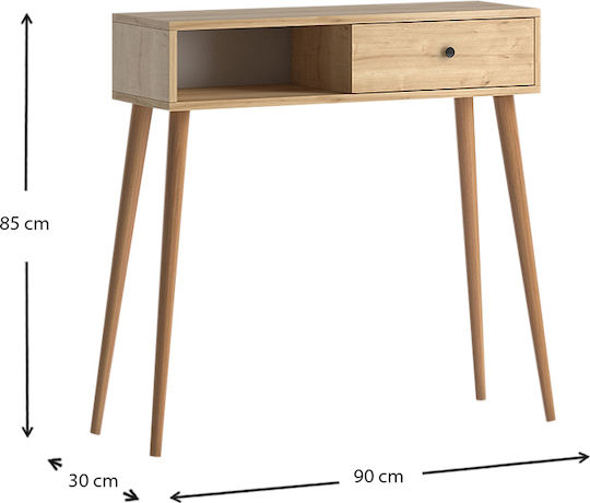 Napoli Wooden Console Table Δρυς L90xW29xH88cm