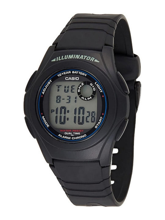 Casio Digital Herrenuhr 40mm Batterie mit Schwarz Kautschukarmband