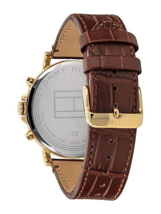 Tommy Hilfiger Daniel Men's Watch 44mm Chronograph Battery with Brown Leather Strap