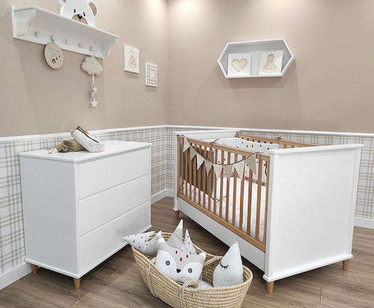 Rino Baby Dresser with 3 Drawers White 88x50x95cm