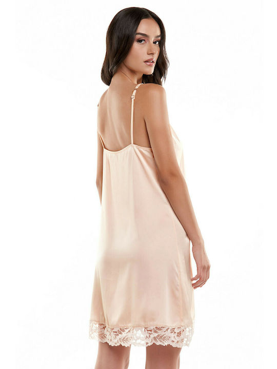 Miss Rosy Summer Satin Women's Nightdress Pink