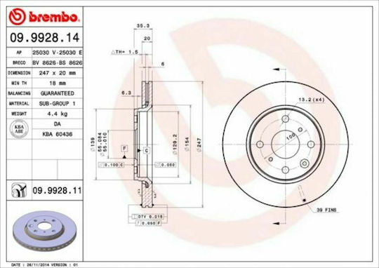 Brembo Brake Discs Front for Peugeot 107