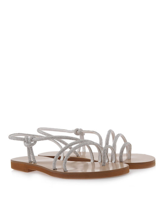 Exe Women's Flat Sandals in Silver Color