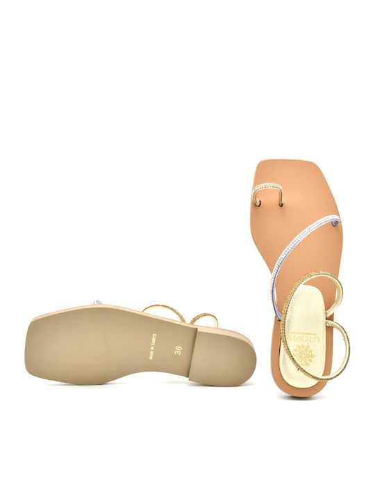 Leather Women's Flat Sandals with Strap