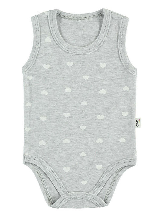 Baby set of sleeveless bodysuits 'hearts' grey for girls (1-24 months) 2pcs