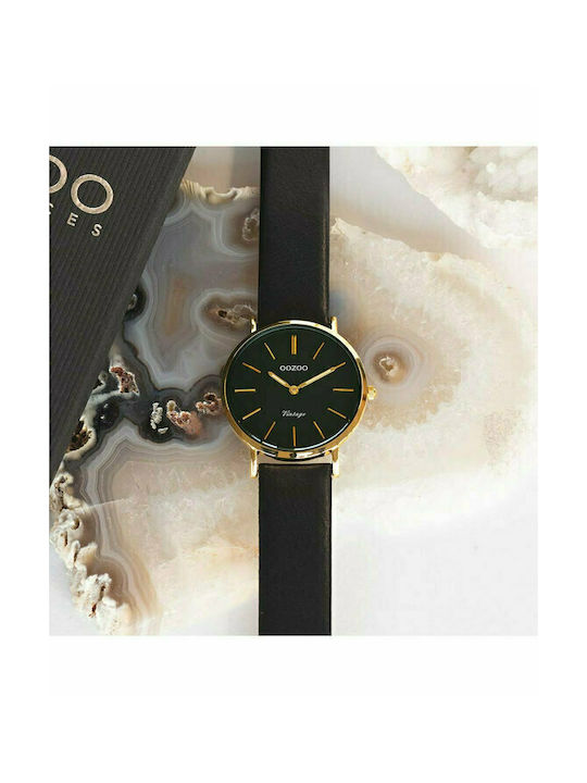 Oozoo Vintage Watch with Black Leather Strap