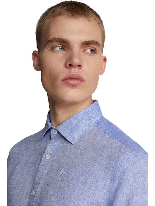 Long-sleeved Linen Shirt Light Blue