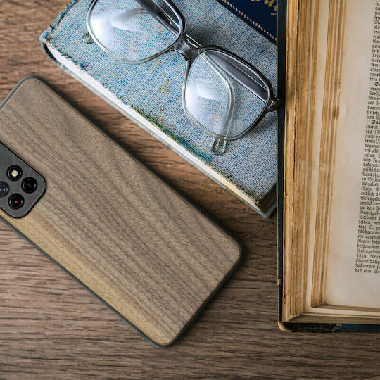 KWmobile Umschlag Rückseite Hölzern Dark Brown / Black (Poco M4 Pro 5G / Redmi Note 11s 5G)