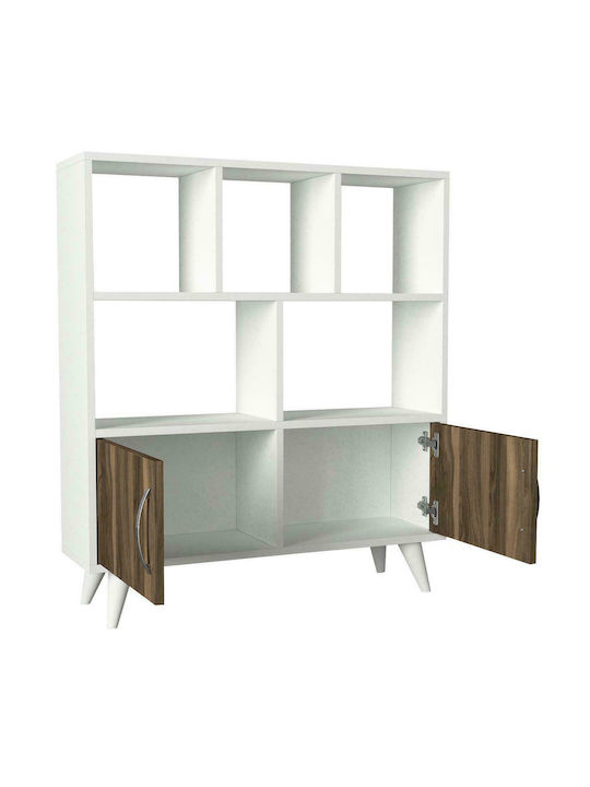 Bookcase Symi White-dark Brown 90x22x105cm