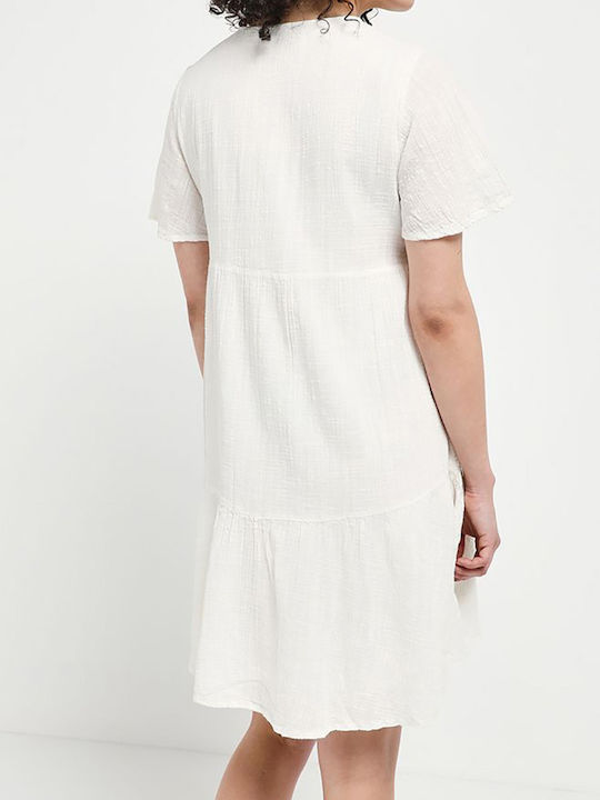 Vero Moda Mini Καλοκαιρινό All Day Φόρεμα Κοντομάνικο Λευκό