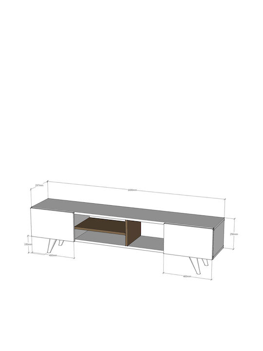 TV Stand Skopelos Walnut/Black L160xD30xH40cm