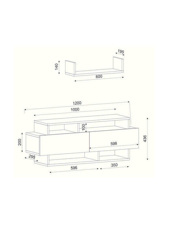 TV-Ständer Sarakino Schwarz M120xP30xH44cm