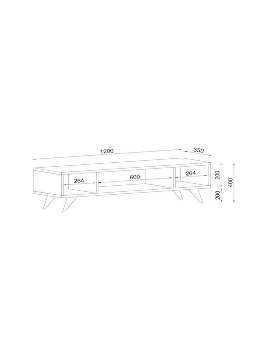 Έπιπλο Τηλεόρασης Samos Λευκό Μ120xΠ35xΥ40cm